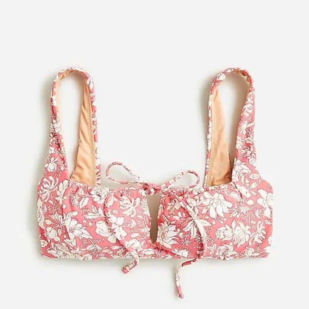 J. Crew Tie-front square neck bikini top & Curved-waist cheeky bikini bottom S